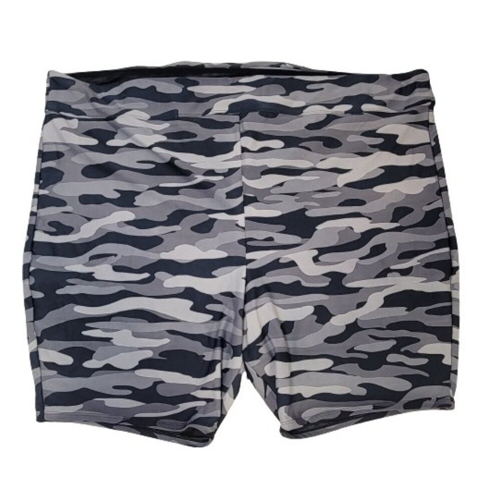 Torrid Size 6 6X 30W Black & Gray Camo Print Design Swim Shorts Bottom